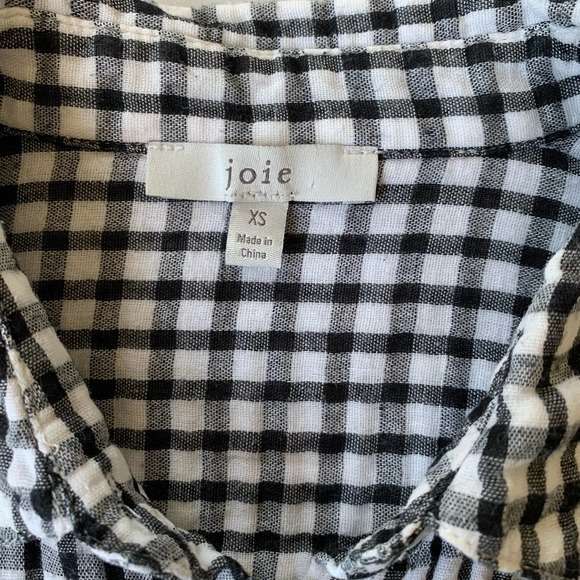 Joie‎ Button Up Shirt Sz XS Black/white Gingham - Picture 2 of 12
